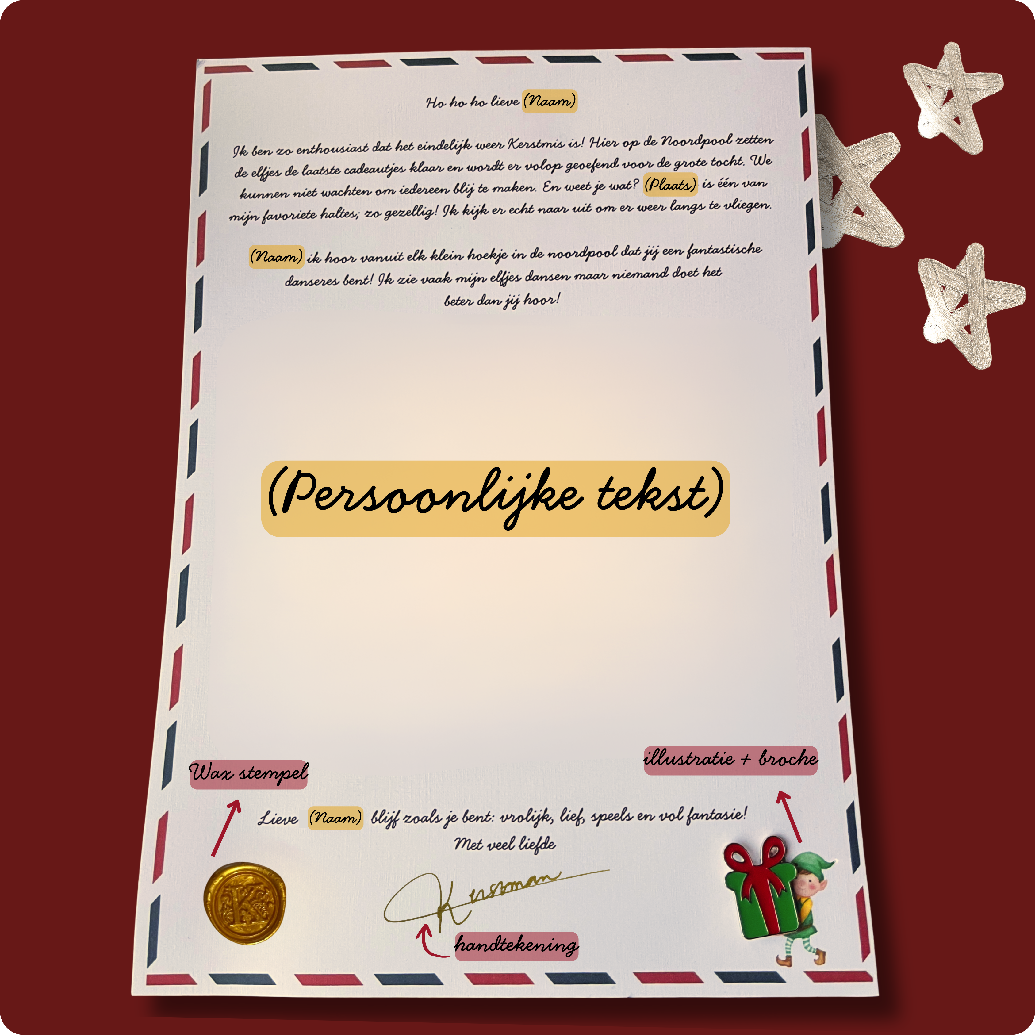 Persoonlijke tekst op linnen papier